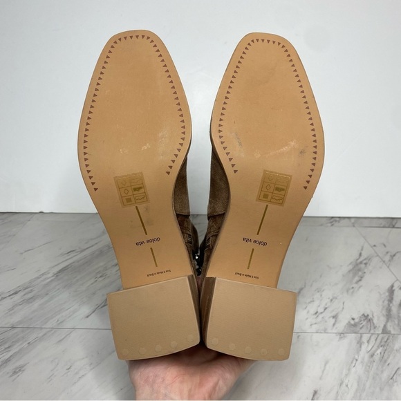 Dolce Vita Indiga Faux Suede Brown Heeled Bootie 9 - Picture 12 of 13